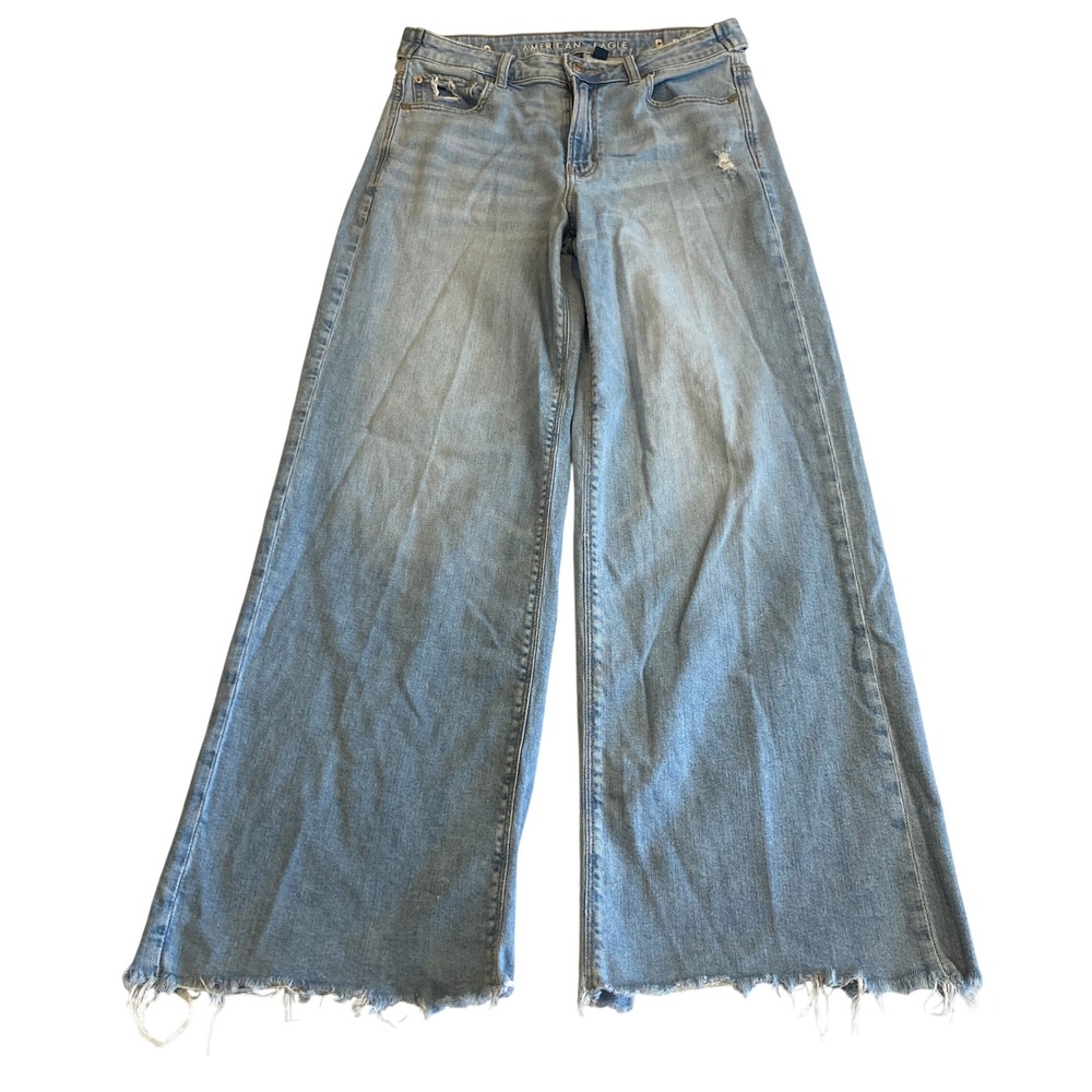 American Eagle Jeans Women 4 30x30 Super High-Rise Baggy Wide Leg Light Wash